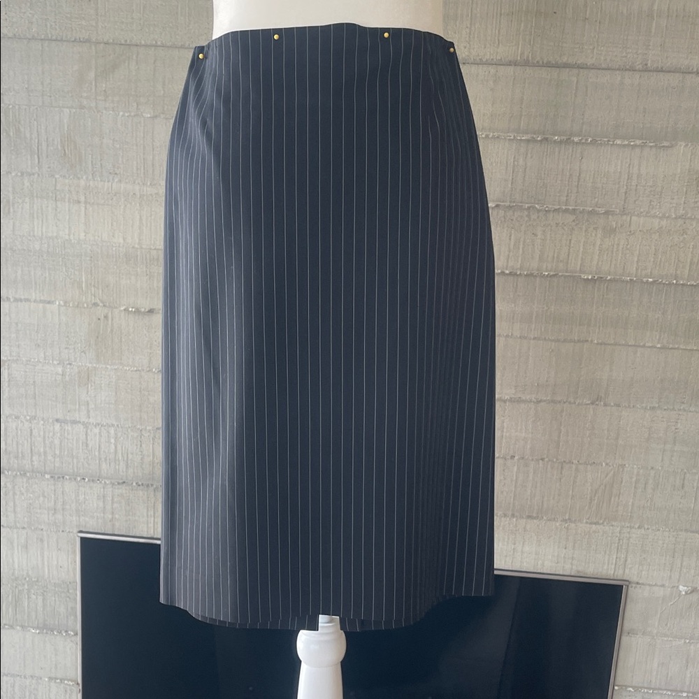 ANTONIO MELANI Black Pinstripe Pencil Skirt